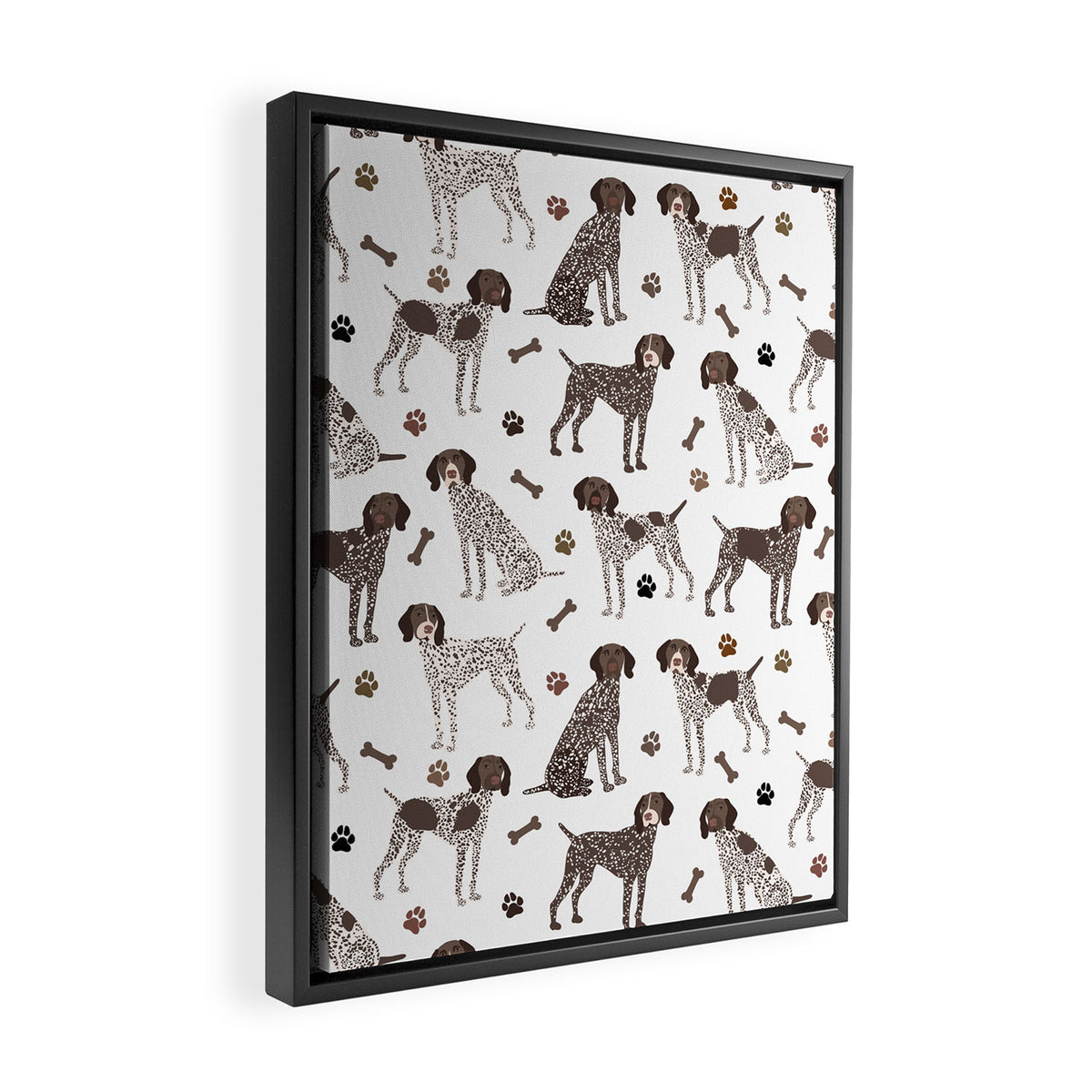 German Shorthaired Pointer Dog Paws and Bones White Framed Canvas Print Gallery Image 2