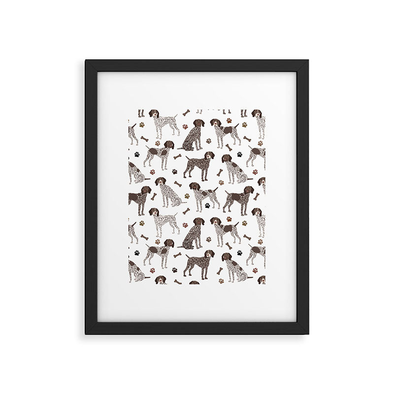 German Shorthaired Pointer Dog Paws and Bones White Framed Art Print Gallery Image 6