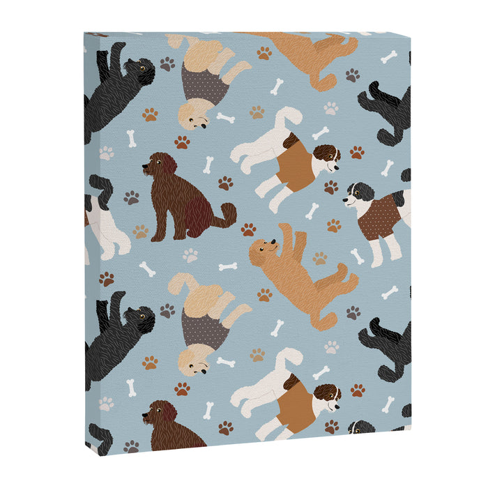 Labradoodle / Goldendoodle Dog Paws and Bones Pattern Canvas Print Gallery Image 1