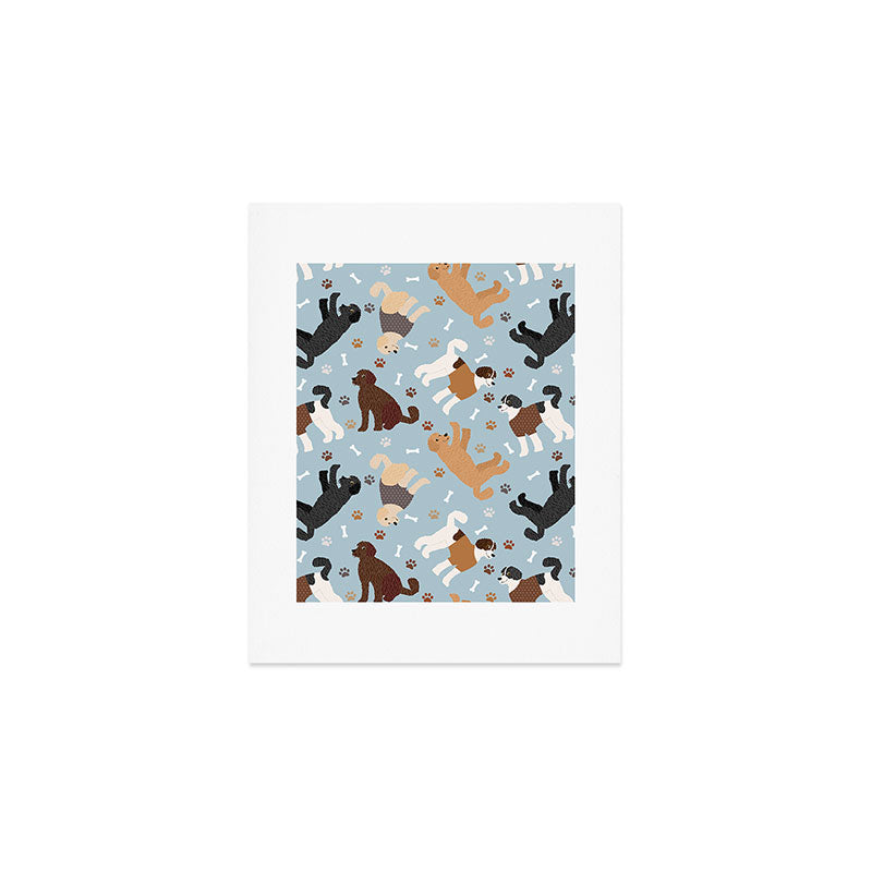 Labradoodle / Goldendoodle Dog Paws and Bones Pattern Art Print Gallery Image 1
