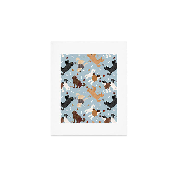 Labradoodle / Goldendoodle Dog Paws and Bones Pattern Art Print Gallery Image 1