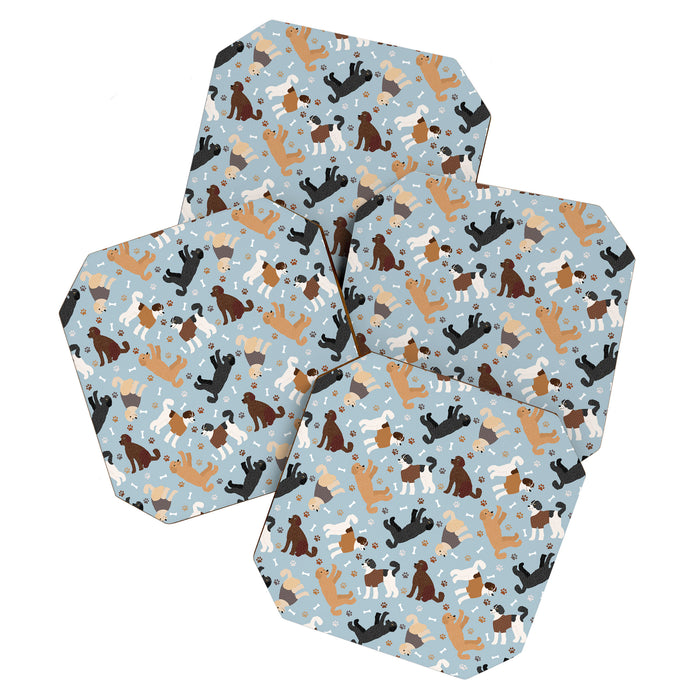 Labradoodle / Goldendoodle Dog Paws and Bones Pattern Coaster Gallery Image 1
