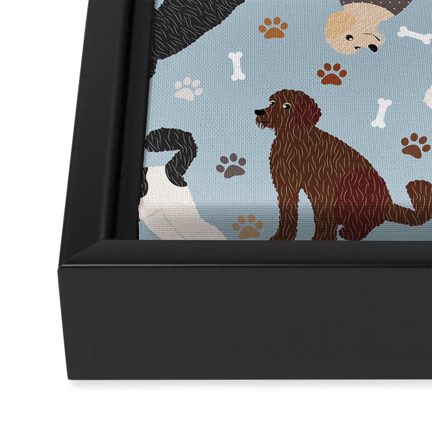 Labradoodle / Goldendoodle Dog Paws and Bones Pattern Framed Canvas Print Gallery Image 3