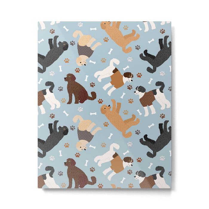 Labradoodle / Goldendoodle Dog Paws and Bones Pattern Metal Print Gallery Image 1
