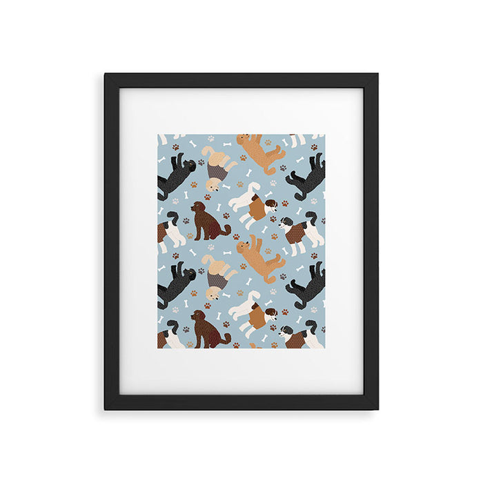 Labradoodle / Goldendoodle Dog Paws and Bones Pattern Framed Art Print Gallery Image 1