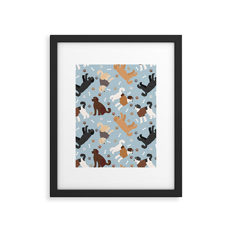 Labradoodle / Goldendoodle Dog Paws and Bones Pattern Framed Art Print Gallery Image 6