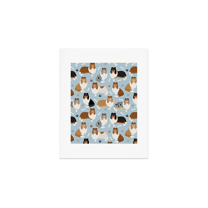 Rough Collie Dog Paws and Bones Pattern Art Print Gallery Image 1