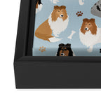 Rough Collie Dog Paws and Bones Pattern Framed Canvas Print Gallery Image 3