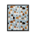Rough Collie Dog Paws and Bones Pattern Framed Canvas Print Gallery Image 8