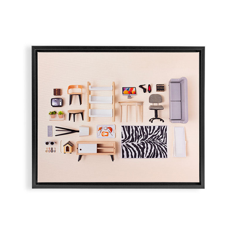 Dollhouse inventory / beige Framed Canvas Print Gallery Image 8