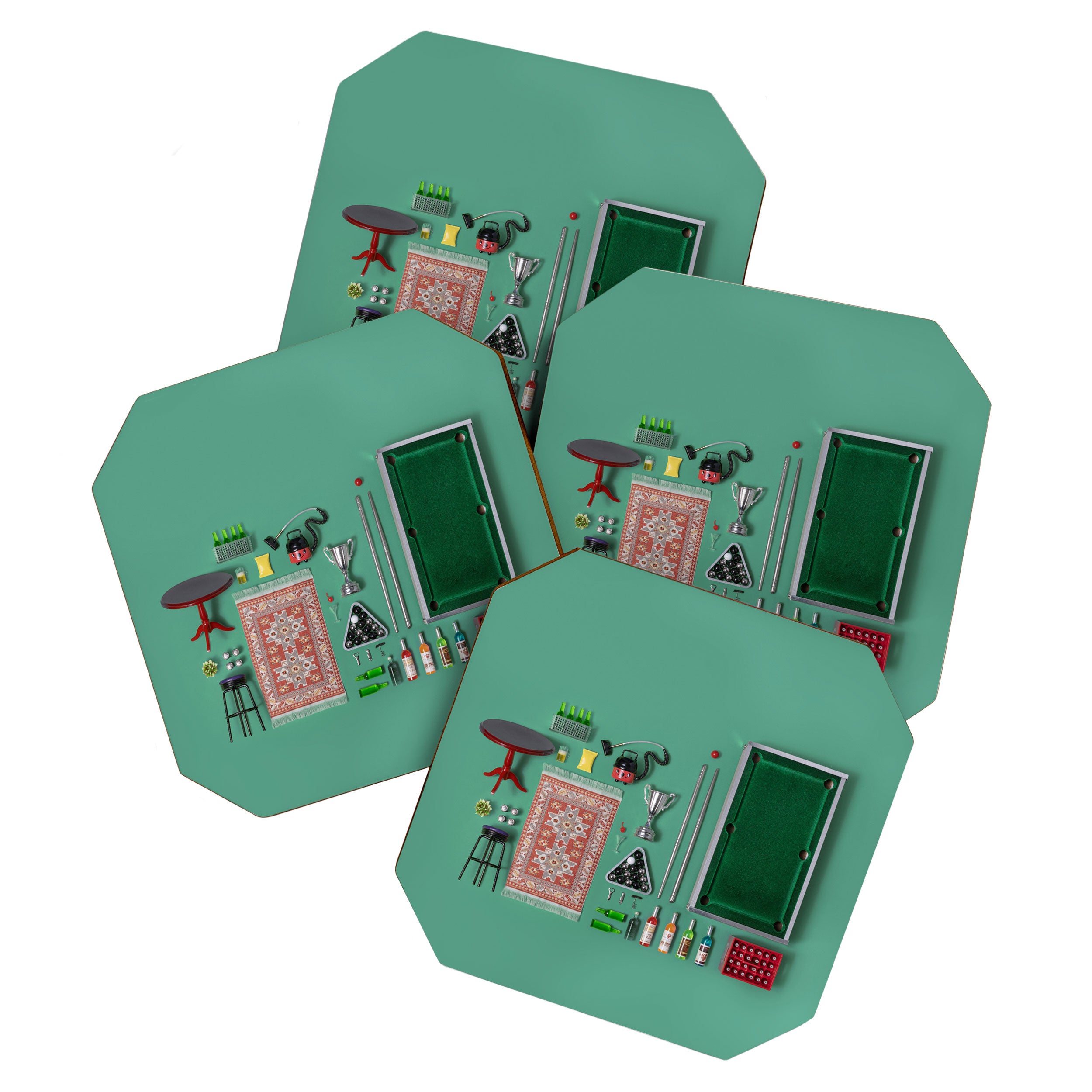 Dollhouse inventory / dark green Coaster Gallery Image 1