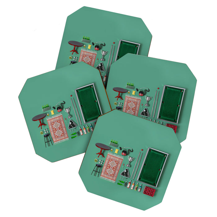 Dollhouse inventory / dark green Coaster Gallery Image 1
