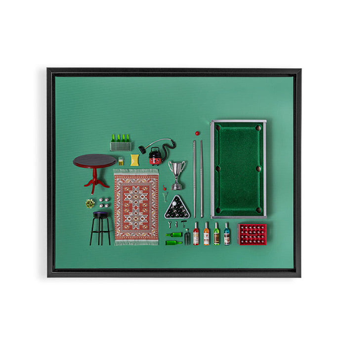 Dollhouse inventory / dark green Framed Canvas Print Gallery Image 1
