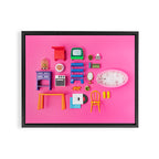 Dollhouse inventory / pink Framed Canvas Print Gallery Image 8