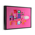 Dollhouse inventory / pink Framed Canvas Print Gallery Image 2