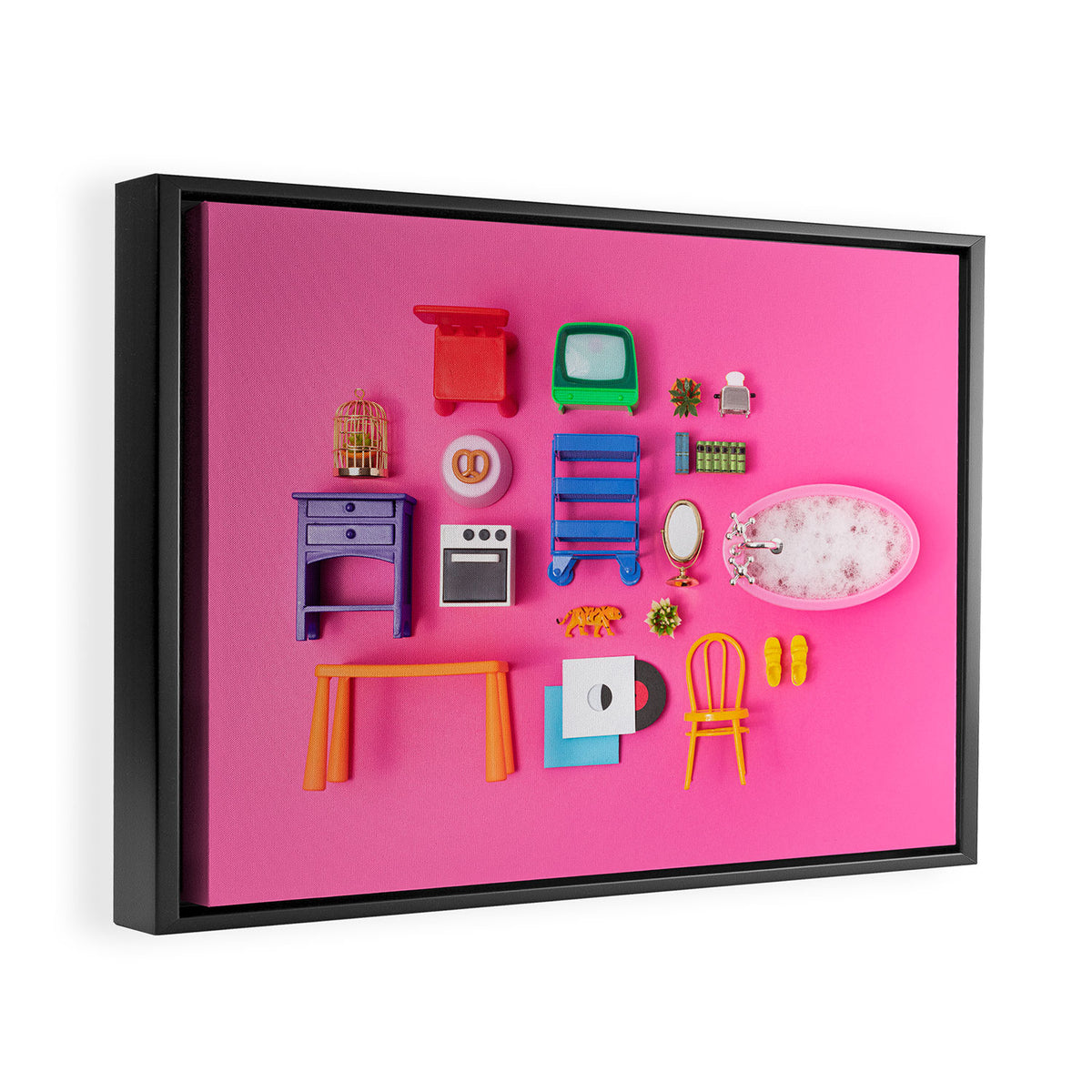 Dollhouse inventory / pink Framed Canvas Print Gallery Image 2