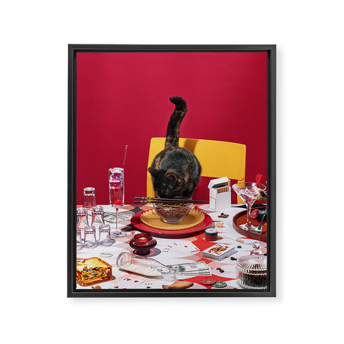 Feline Feast Framed Canvas Print Gallery Image 1