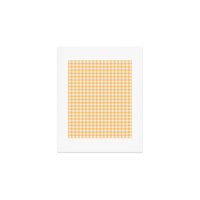 Gingham Checkered Patchwork in Orange Yellow. Art Print Gallery Image 1