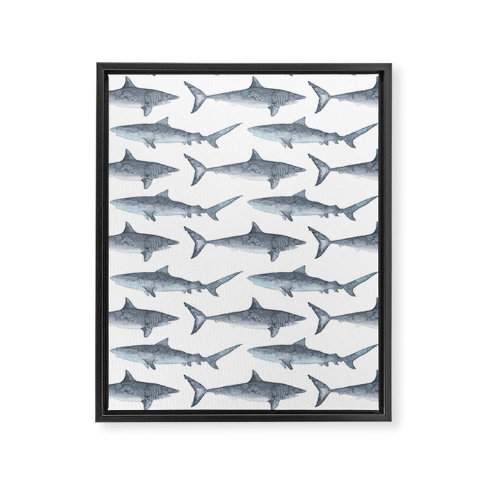 Sharks Framed Canvas Print Gallery Image 1