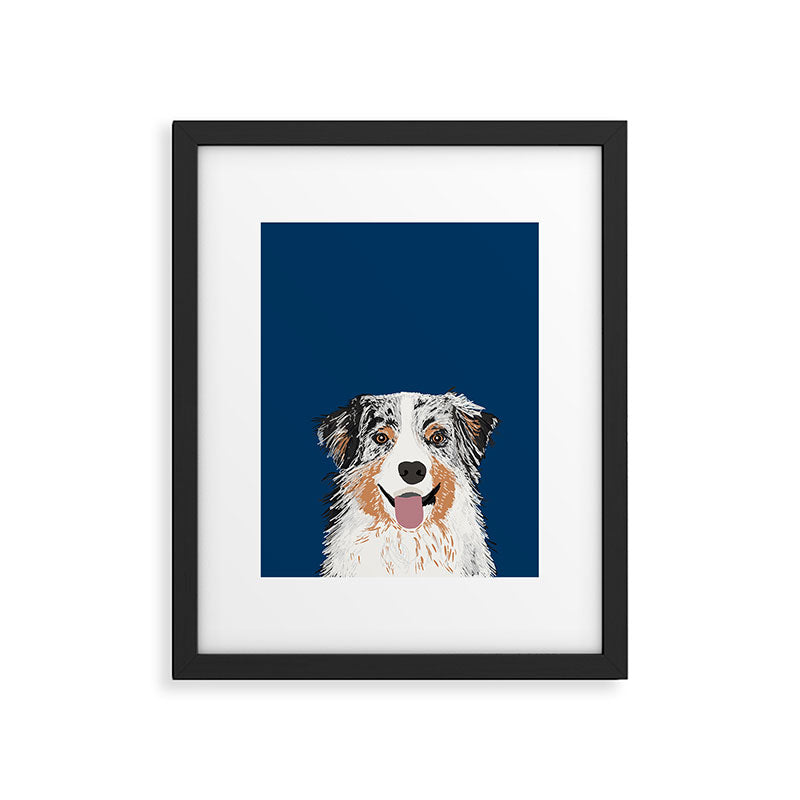 Australian Shepherd blue merle cute pet portrait dog person must have gifts for aussie owner  Framed Art Print Gallery Image 5