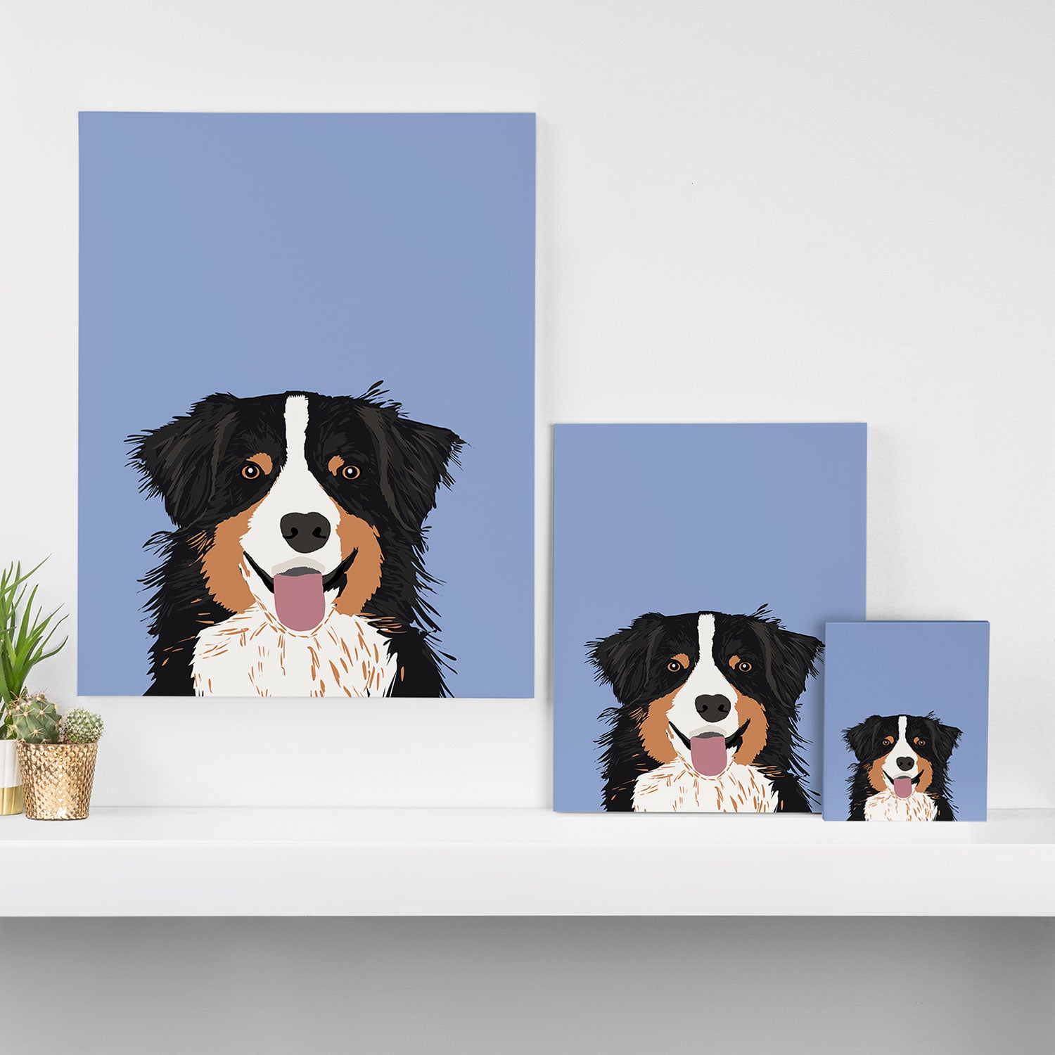 Australian Shepherd cute pastel aussie owner gifts must haves for dog person customized pet portrait Canvas Print Gallery Image 3