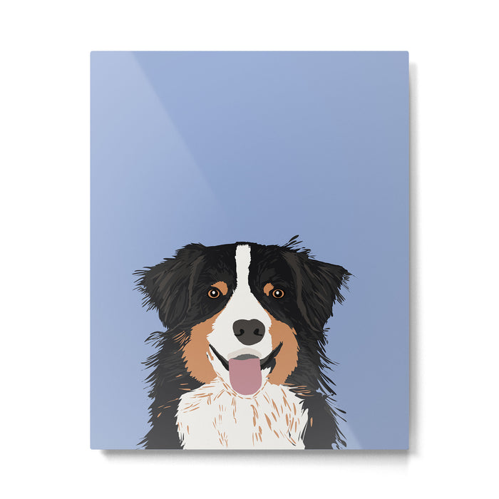 Australian Shepherd cute pastel aussie owner gifts must haves for dog person customized pet portrait Metal Print Gallery Image 1
