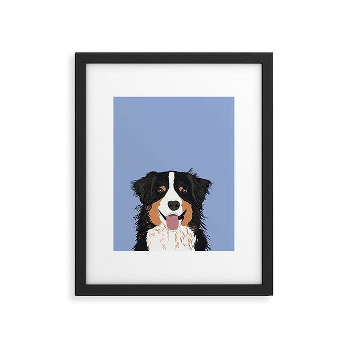 Australian Shepherd cute pastel aussie owner gifts must haves for dog person customized pet portrait Framed Art Print Gallery Image 1