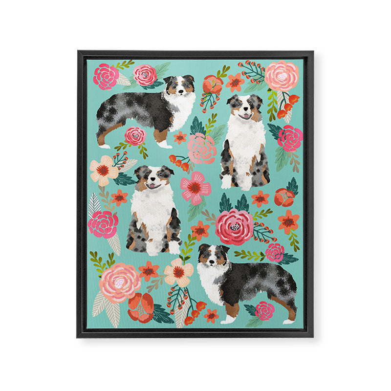Australian Shepherd owners dog breed cute herding dogs aussie dogs animal pet portrait dog art Framed Canvas Print Gallery Image 6
