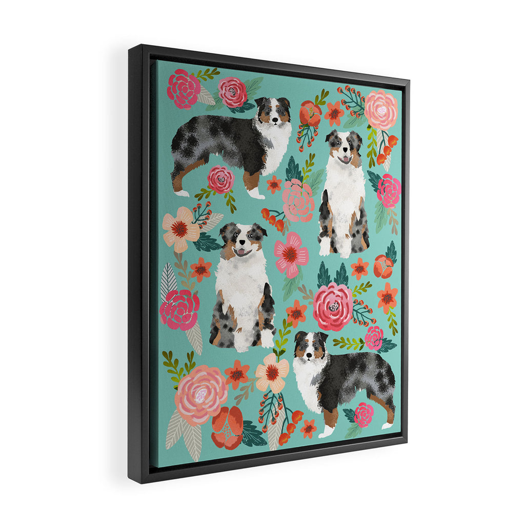Australian Shepherd owners dog breed cute herding dogs aussie dogs animal pet portrait dog art Framed Canvas Print Gallery Image 2