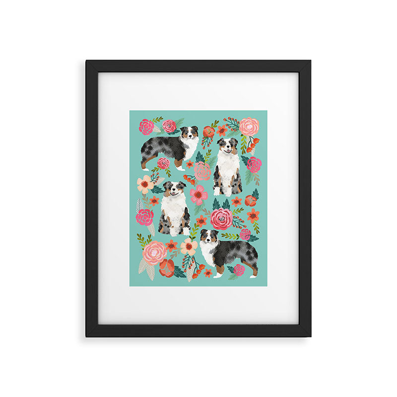 Australian Shepherd owners dog breed cute herding dogs aussie dogs animal pet portrait dog art Framed Art Print Gallery Image 5