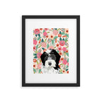 Bernedoodle floral pet portrait art print and dog gifts Framed Art Print Gallery Image 5