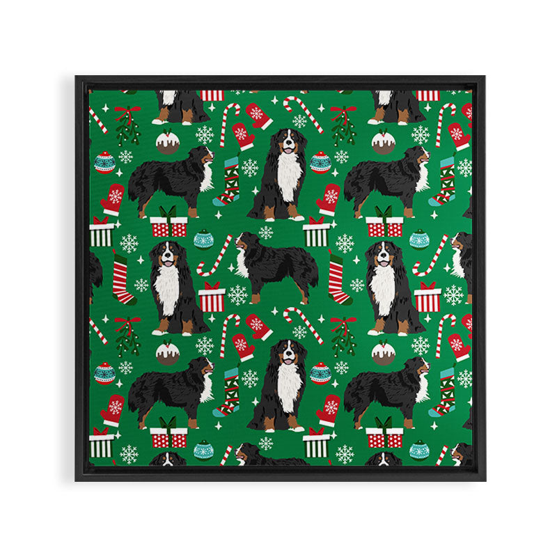 Bernese Mountain Dog christmas dog breed gifts mittens stockings presents candy canes Framed Canvas Print Gallery Image 3