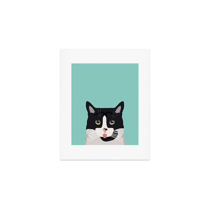 Black and White Cat - cat lady art, cat art, cats, black and white cat Art Print Gallery Image 1