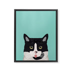 Black and White Cat - cat lady art, cat art, cats, black and white cat Framed Canvas Print Gallery Image 6