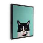 Black and White Cat - cat lady art, cat art, cats, black and white cat Framed Canvas Print Gallery Image 2