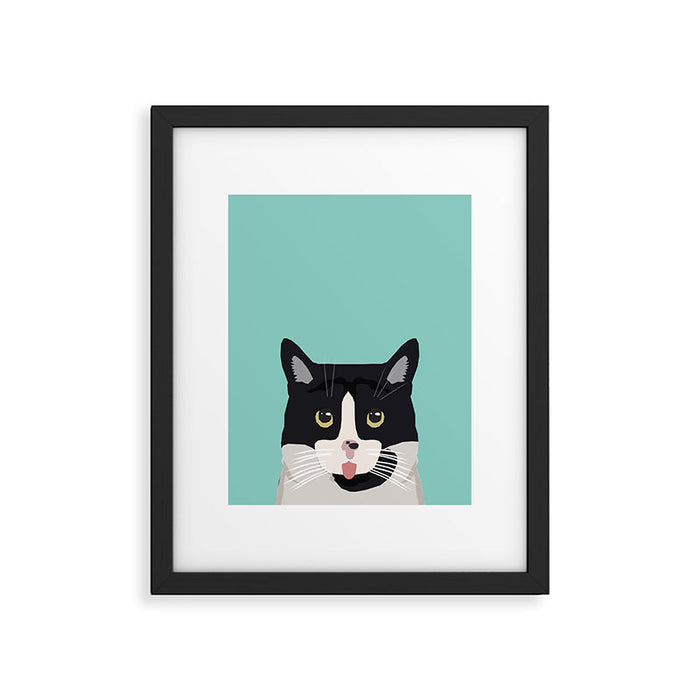 Black and White Cat - cat lady art, cat art, cats, black and white cat Framed Art Print Gallery Image 1