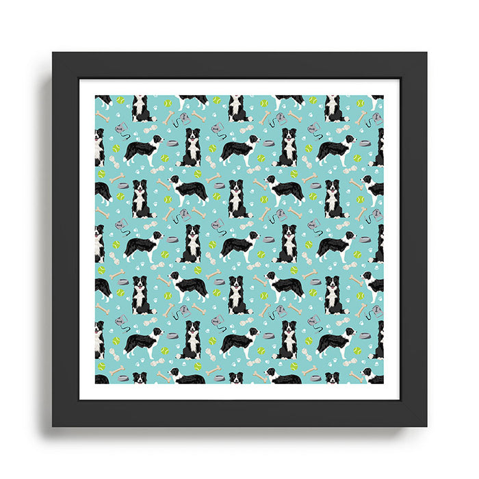 Border Collie tennis ball cute pet portrait by pet friendly dog patterns dog breed gifts Framed Art Print Gallery Image 1