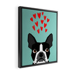 Boston Terrier - Hearts, Cute Funny Dog Cute Valentines Dog, Pet, Cute, Animal, Dog Love,  Framed Canvas Print Gallery Image 2