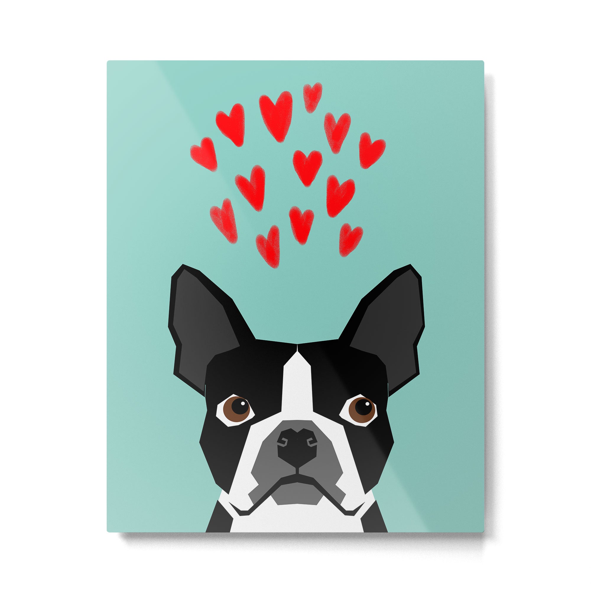 Boston Terrier - Hearts, Cute Funny Dog Cute Valentines Dog, Pet, Cute, Animal, Dog Love,  Metal Print Gallery Image 4