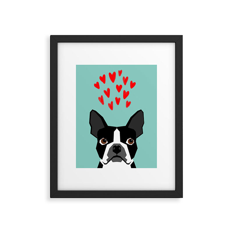 Boston Terrier - Hearts, Cute Funny Dog Cute Valentines Dog, Pet, Cute, Animal, Dog Love,  Framed Art Print Gallery Image 5