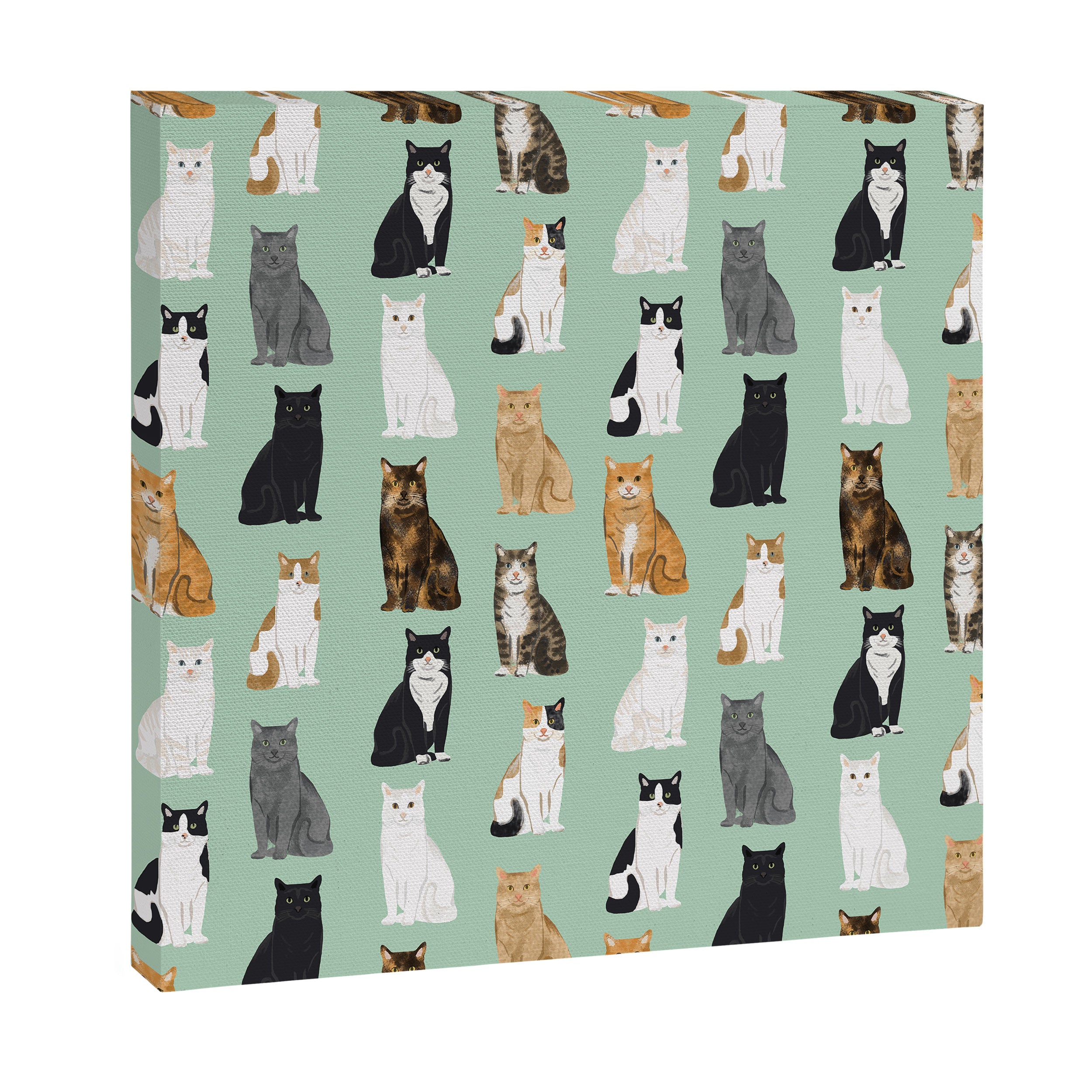 Cat breeds pattern kitty kittens cats tabby siamese white tortoiseshell Canvas Print Gallery Image 3