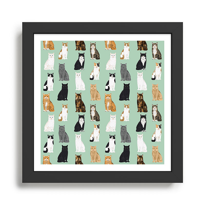 Cat breeds pattern kitty kittens cats tabby siamese white tortoiseshell Framed Art Print Gallery Image 1