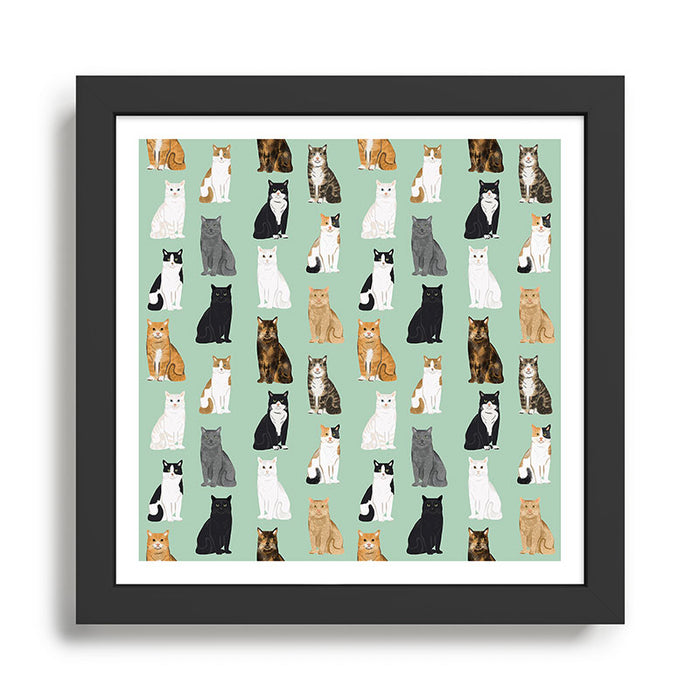 Cat breeds pattern kitty kittens cats tabby siamese white tortoiseshell Framed Art Print Gallery Image 1