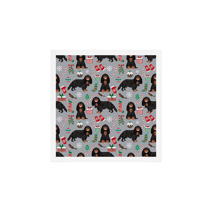 Cavalier King Charles Spaniel black and tan christmas dog gifts pet friendly Art Print Gallery Image 1