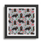 Cavalier King Charles Spaniel black and tan christmas dog gifts pet friendly Framed Art Print Gallery Image 1