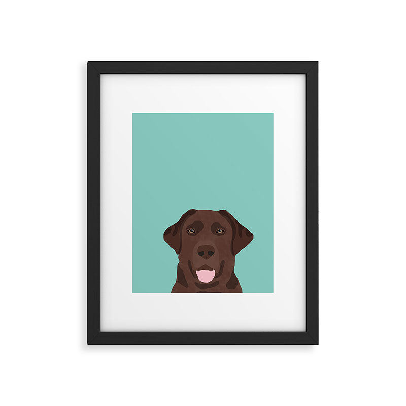Chocolate Lab dog breed portrait pet art dog lover gifts labrador retriever Framed Art Print Gallery Image 5