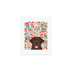 Chocolate Lab florals dog breed portrait pet art dog lover gifts labrador retriever Art Print Gallery Image 1