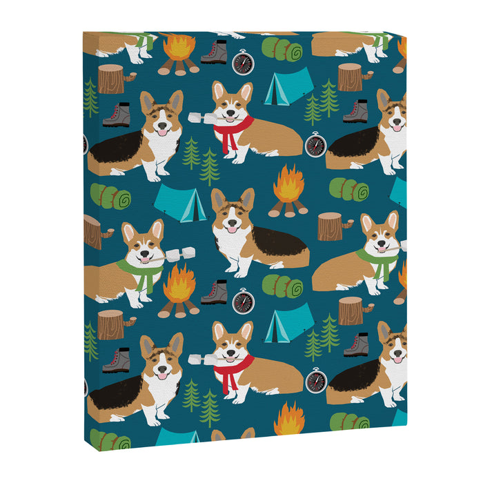 Corgi camping marshmallow roasting corgis outdoors nature dog lovers Canvas Print Gallery Image 1