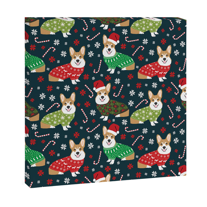Corgi christmas sweater ugly sweater party with welsh corgis dog lovers dream christmas Canvas Print Gallery Image 1