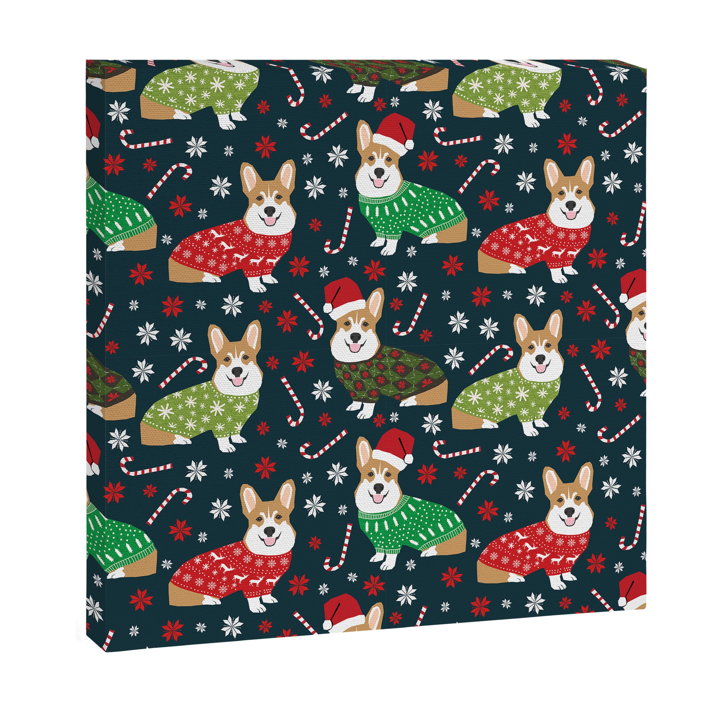 Corgi christmas sweater ugly sweater party with welsh corgis dog lovers dream christmas Canvas Print Gallery Image 3